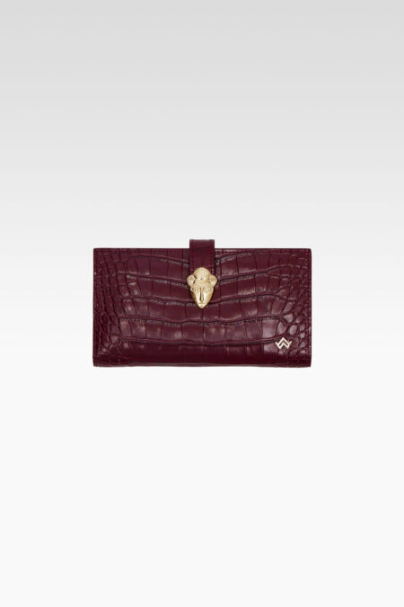 Portefeuille akan croco Rouge bordeaux