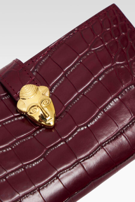 Portefeuille akan croco Rouge bordeaux