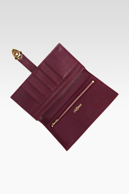 Portefeuille akan croco Rouge bordeaux