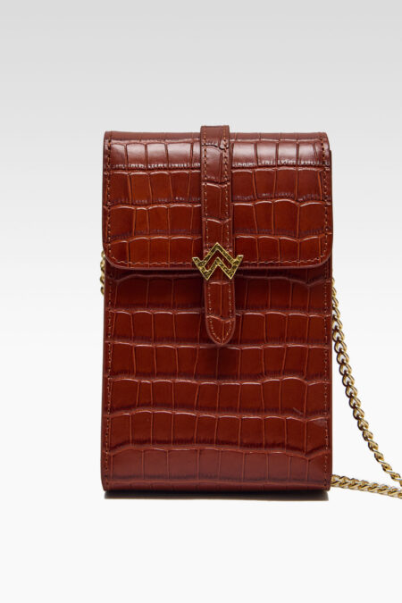 Bandoulière Alice croco marron