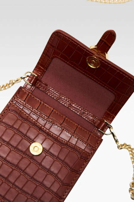 Bandoulière Alice croco marron