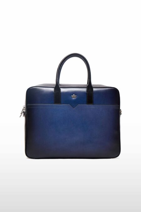 Sac ordinateur patiné Bleu