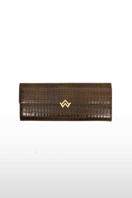 Pochette First lady croco Vert olive