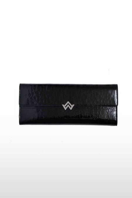 Pochette First lady croco Noir vernis