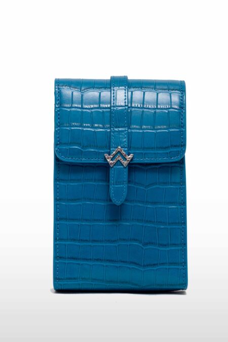 Bandoulière Alice croco Bleu ciel